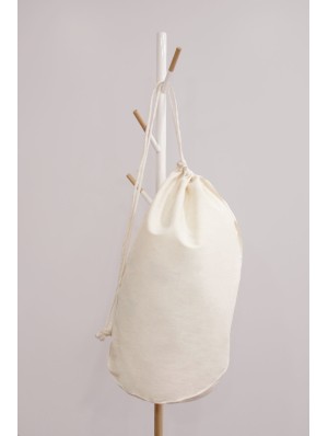 Cotton single drawstring backpack with round bottom of 25 cm diameter 40x54 cm.