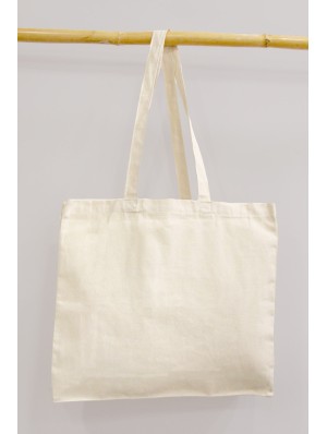 Top cotton bags, horizontal with long handles and 10 cm gusset