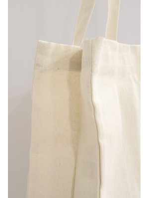 Top cotton bags, horizontal with long handles and 10 cm gusset