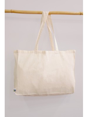 Bolsas de algodón de comercio justo. Base de 12 cm y asas largas. 48x36 cm