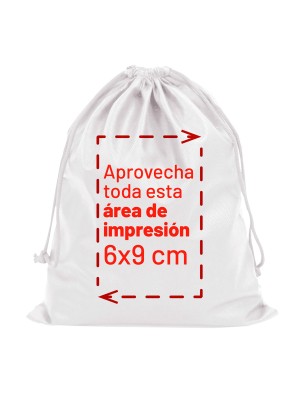Non-woven double drawstring sack with 6x9 cm print area 10x14 cm.