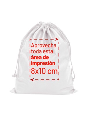 Non-woven double drawstring sack with 8x10 cm print area 15x20 cm.