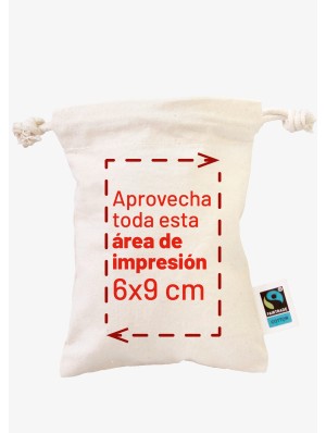 Fair trade cotton double drawstring sack. 10x14 cm