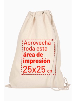 Mochilas de tela sin fondo con cordón simple 40x54 cm.