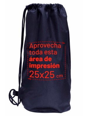 Mochila de no tejido con fondo redondo de 25 cm. de diámetro con cordón simple 40x54 cm.