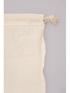 Saco de algodón y malla de PET con cordón. 25x30 cm