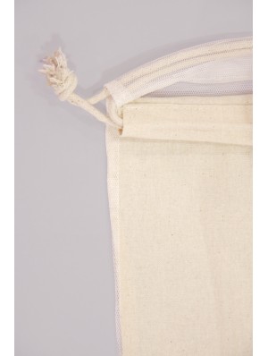 Cotton rucksack with double cords and PET mesh 25x30 cm