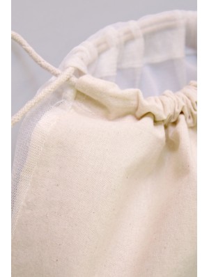Cotton rucksack with double cords and PET mesh 25x30 cm