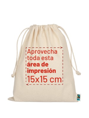 Saco de algodón y malla de PET con cordón. 25x30 cm