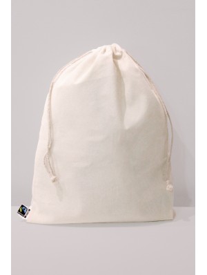 Pochon en coton Fair Trade et maille PET avec double cordon 30x40cm.