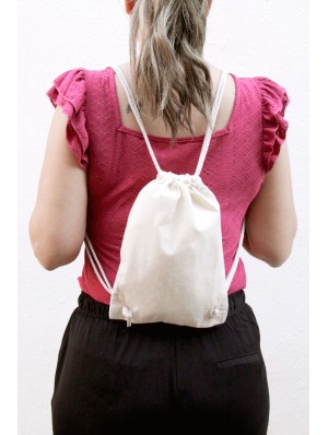 Mochila de algodón sin fondo con cordón doble 21x29 cm.