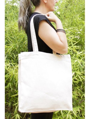 220 gr. top cotton bags with long handles and 10 cm. gusset