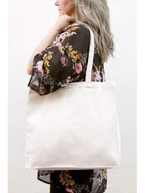 Top cotton bags, horizontal with long handles and 10 cm gusset