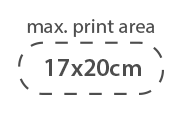 Área de impresión de 17x20 cm para personalziar esta bolsa