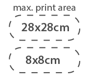 Áreas de impresión de 28x28 cm y 8x8 cm