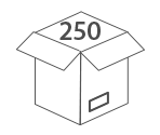 250 unidades por paquete