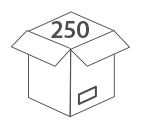 250 unidades por caja